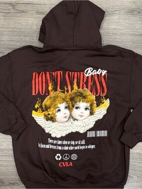 CVLA Don't Stress Baby Graphic Sweater - Brown